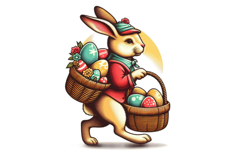 Colourful Easter Bunny Rabbit t-shirt design download instantly