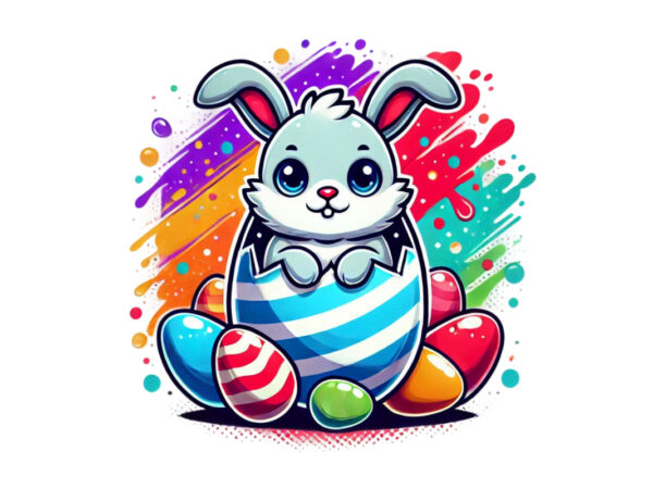 Colourful easter bunny rabbit t-shirt design download instantly retro tee Colourful easter bunny rabbit t-shirt design download instantly retro tee