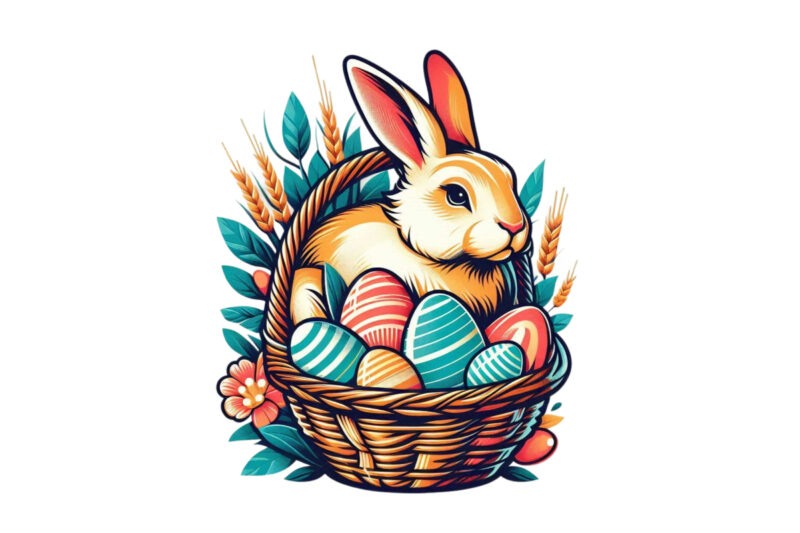 Colourful Easter Bunny Rabbit t-shirt design download instantly