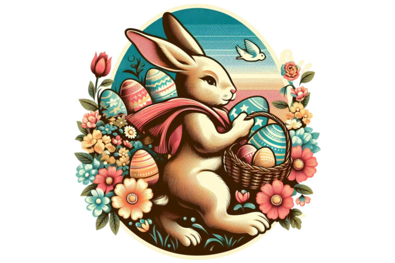 Colourful Easter Sunday Bunny Rabbit t-shirt design download instantly