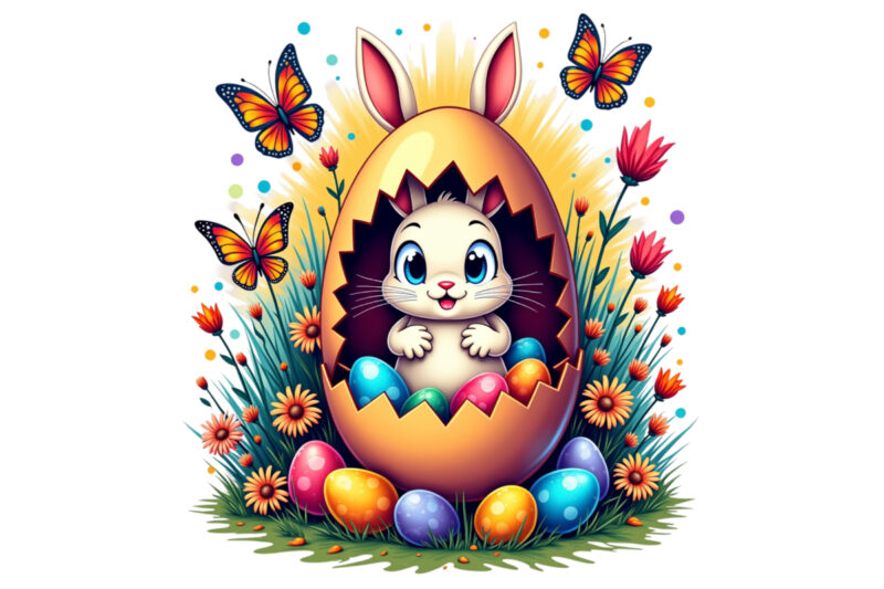 Colourful Easter Sunday Bunny Rabbit t-shirt design download instantly