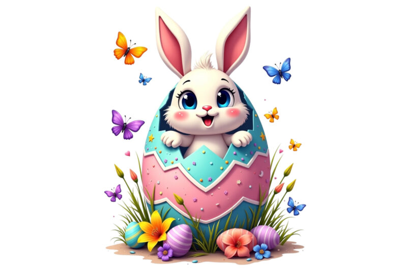 Colourful Easter Sunday Bunny Rabbit t-shirt design download instantly