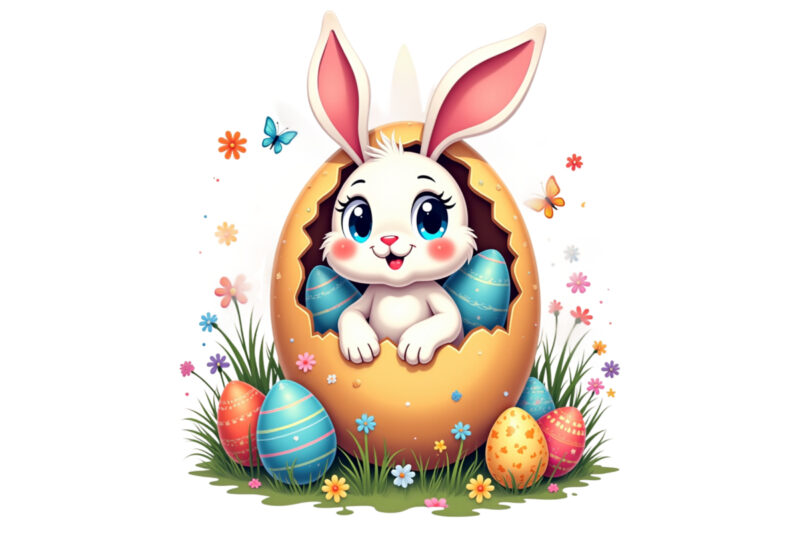 Cute Easter Sunday Bunny Rabbit Graphics t-shirt design png & jpeg design