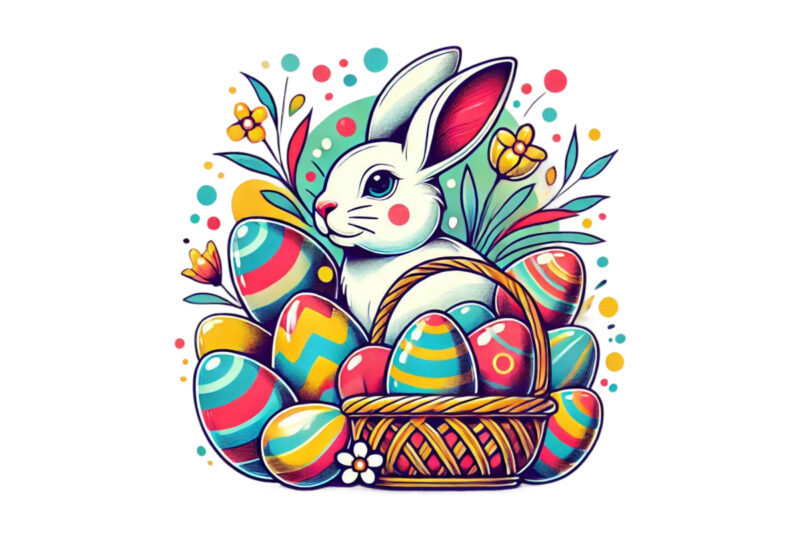 Colourful Easter Sunday Bunny Rabbit t-shirt design download instantly