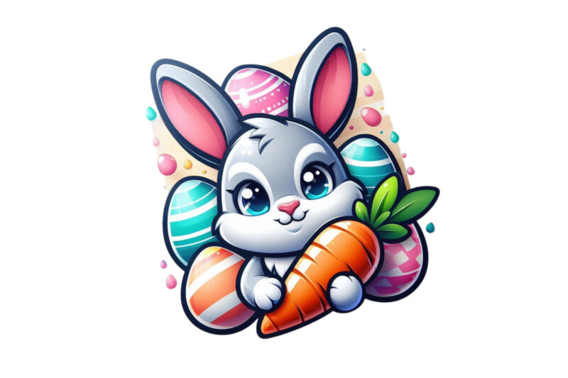 Easter Sunday Rabbit Bunny Graphics t-shirt design png & jpeg designs – download instantly Retro Vintage T-shirt Design Illustration