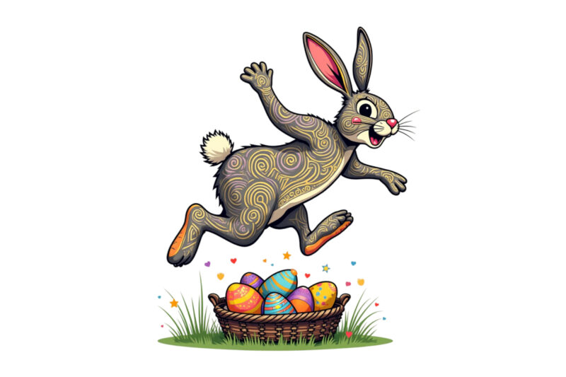 Cute Easter Sunday Rabbit Bunny Graphics t-shirt design png & jpeg designs – download instantly Retro Vintage T-shirt Design