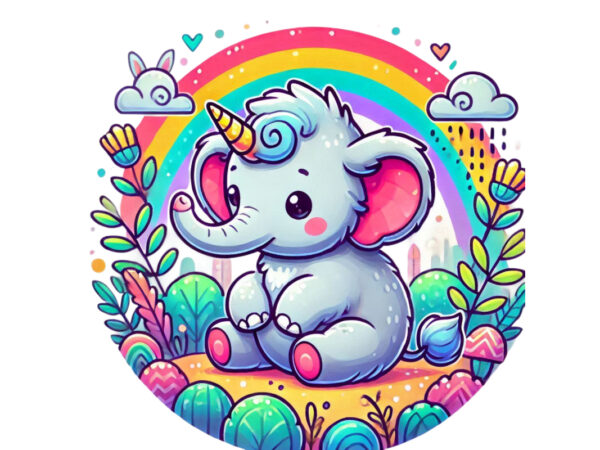 Retro baby elephant unicorn graphics t-shirt design png & jpeg design Retro baby elephant unicorn graphics t-shirt design png & jpeg design