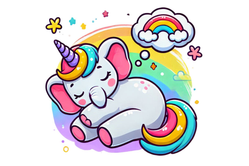 Trendy Retro Baby Elephant Unicorn Graphics t-shirt design png & jpeg designs – download instantly Retro Vintage T-shirt Design