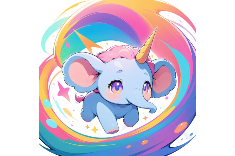 Vintage Baby Elephant Unicorn Graphics t-shirt design png & jpeg design