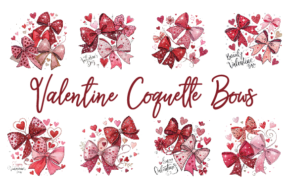 Valentine coquette bows bundle t shirt vector art