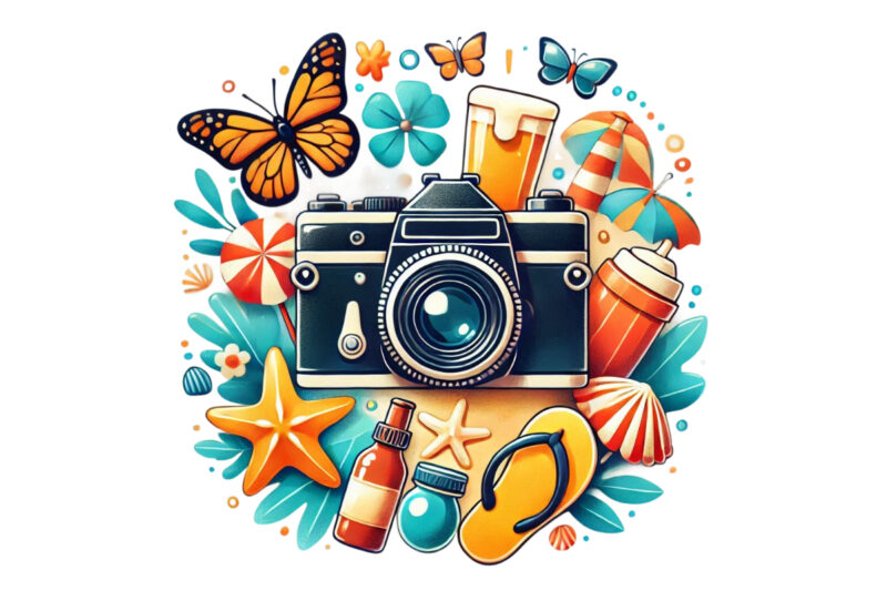 Trendy Photography Day Retro Camera t-shirt design png & jpeg designs