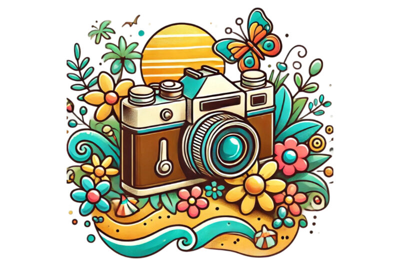 Trendy Photography Day Retro Camera t-shirt design png & jpeg design