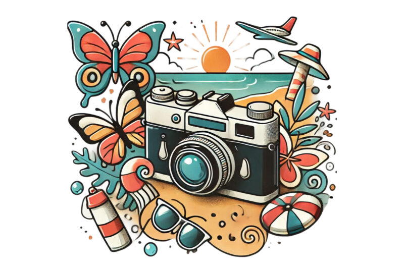Trendy Photography Day Retro Camera t-shirt design png & jpeg designs – download instantly Retro Vintage T-shirt Design