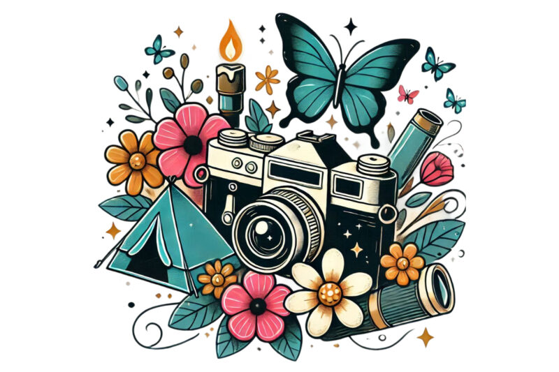 Photography Day Retro Camera t-shirt design png & jpeg designs – download instantly Retro Vintage T-shirt Design