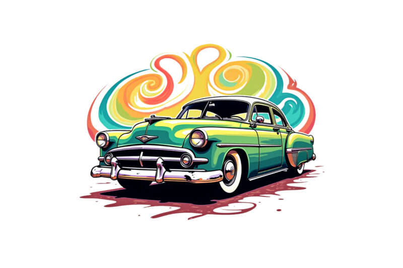 Groovy Car Graphics t-shirt design png & jpeg designs – download instantly Retro Vintage T-shirt Design