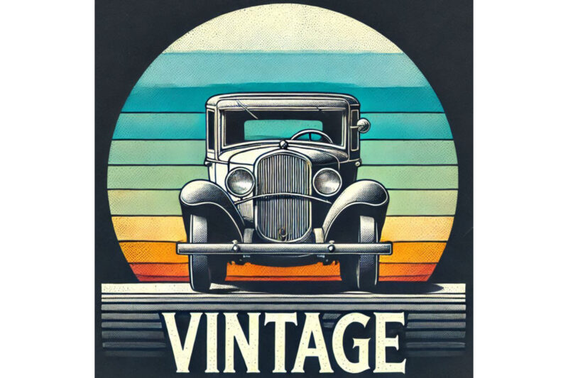 Trendy Retro Groovy Car Graphics t-shirt design png & jpeg designs – download instantly Retro Vintage T-shirt Design
