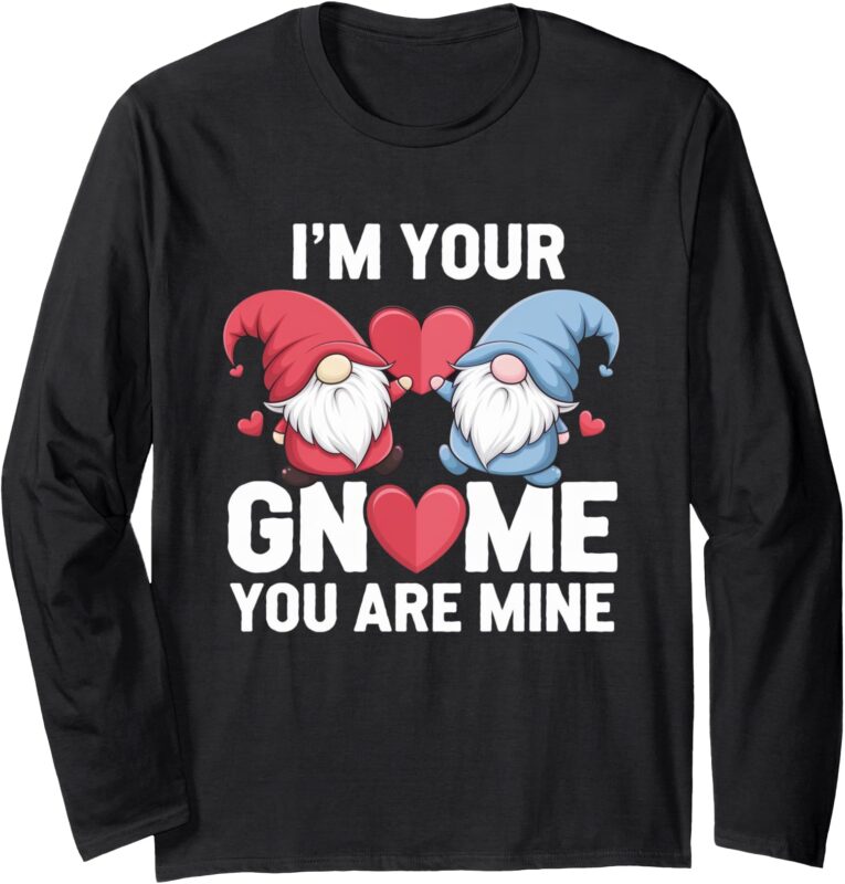 valentine’s day for womens cute gnomes love heart Long Sleeve T-Shirt
