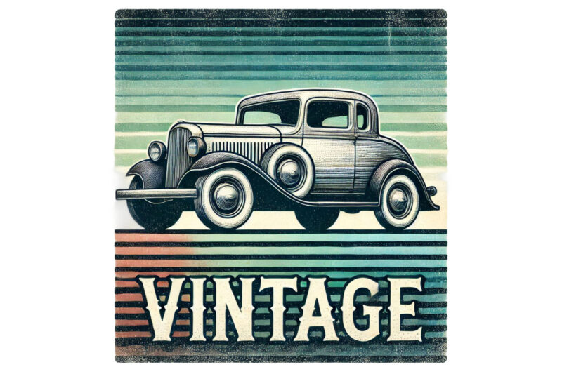 Trendy Retro Vintage Car t-shirt design png & jpeg designs – download instantly Retro Vintage T-shirt Design