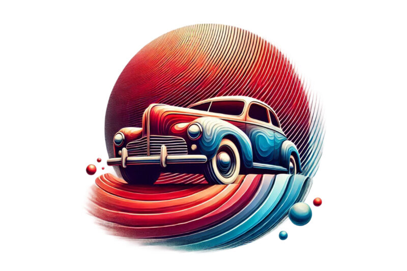 Trendy Retro Vintage Car t-shirt design png & jpeg designs – download instantly