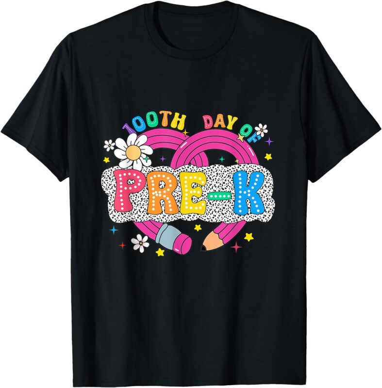 100 Days Of Pre-k Teacher Pencil 100 Days Smarter Girls Kid T-Shirt