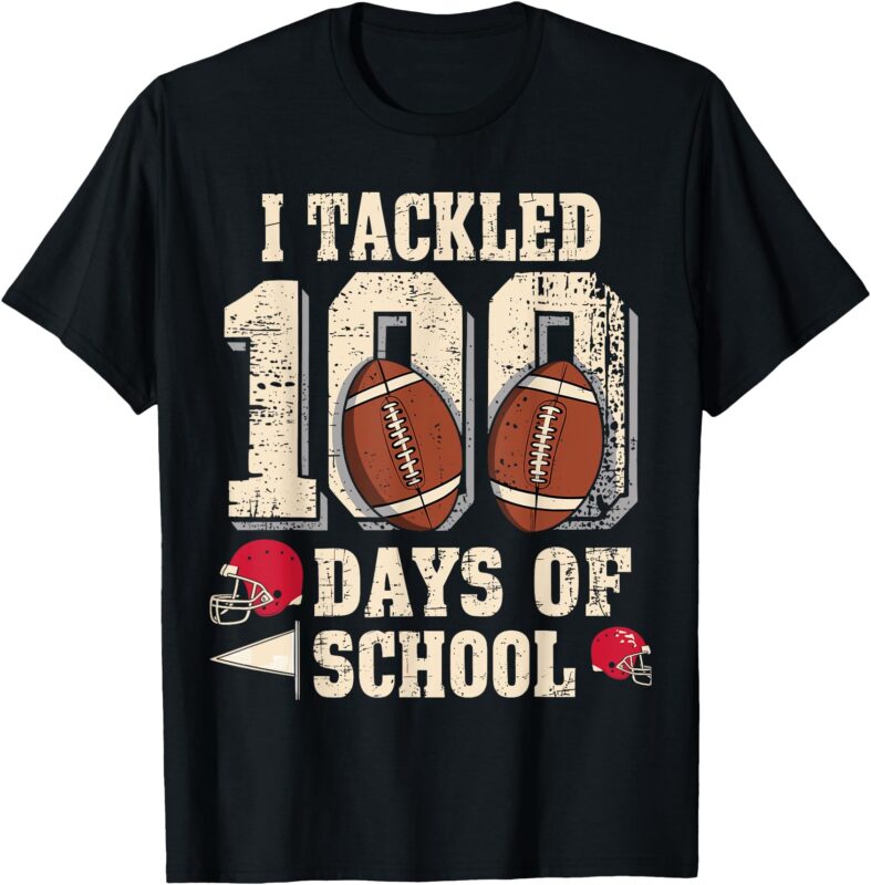 100 Days Of School Boys 100th Day Of School Football T-Shirt