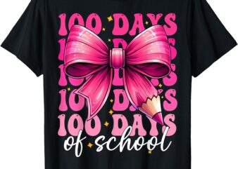 100 Days Of School Shirt Girls Coquette Bow For Kids Girls T-Shirt