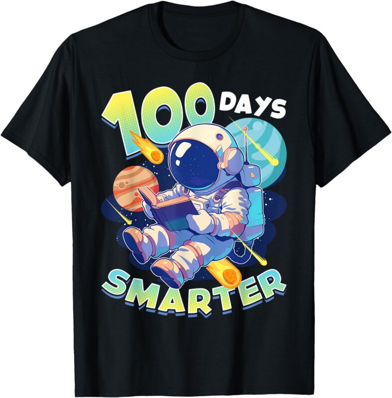 100 Days Smarter Astronaut Space 100th Day Of School Boys T-Shirt