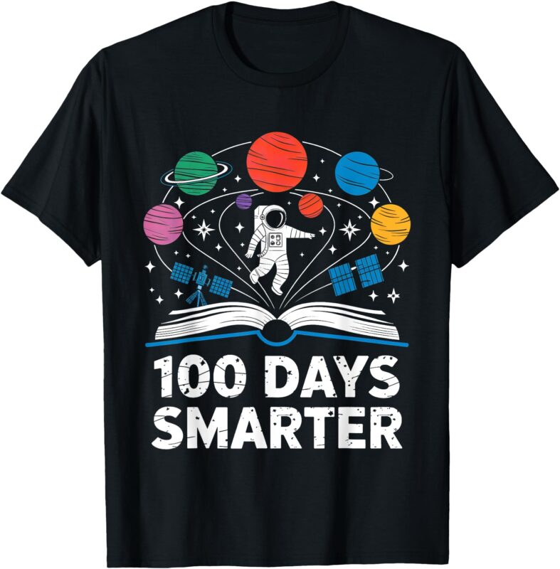 100 Days Smarter Astronaut Space 100th Day of School Kid Boy T-Shirt