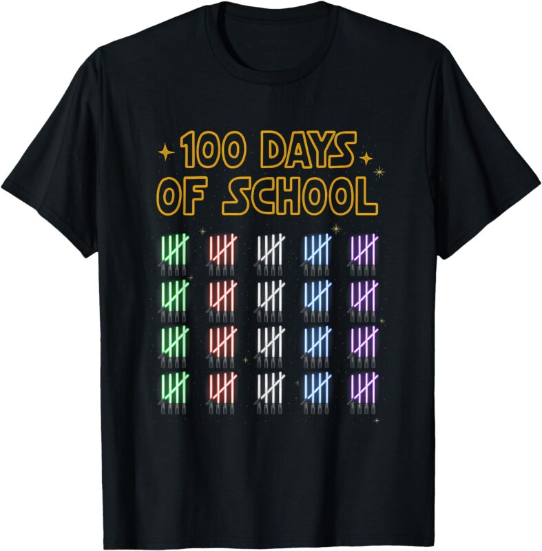 100 Days of School Sabers and Star Print Space Wars Boys T-Shirt