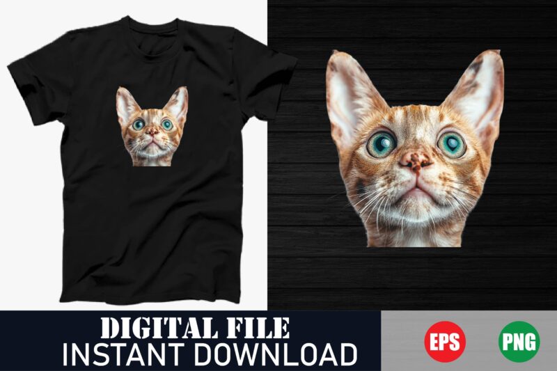 Adorable Kitty Cat Vector Tee, Cute Cartoon Cat Face T-Shirt, Funny Cat Face Graphic T-Shirt, Kawaii Kitten Cartoon Design, Playful Cat Love