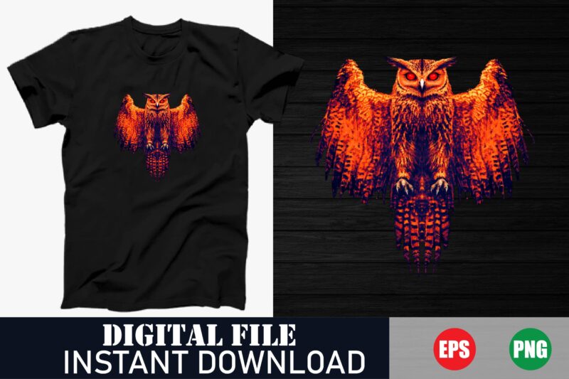 Colorful Owl Vector T-Shirt Design, Vibrant Owl Graphic Tee, Cute Cartoon Owl T-Shirt for Animal Lovers