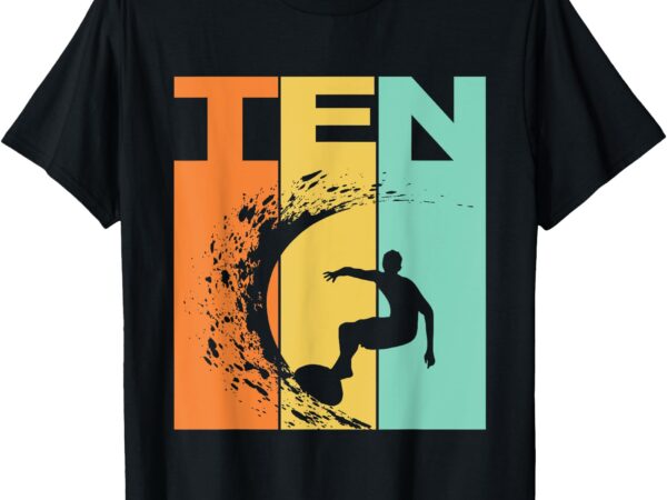 10th birthday surfing beach themed 10 years old boy party t-shirt