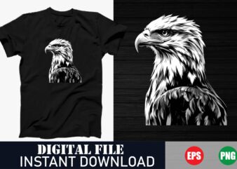 Eagle Black and White Vector T-Shirt Design, Majestic Eagle Silhouette T-Shirt Design, Vintage Eagle Graphic, Bold Eagle Logo