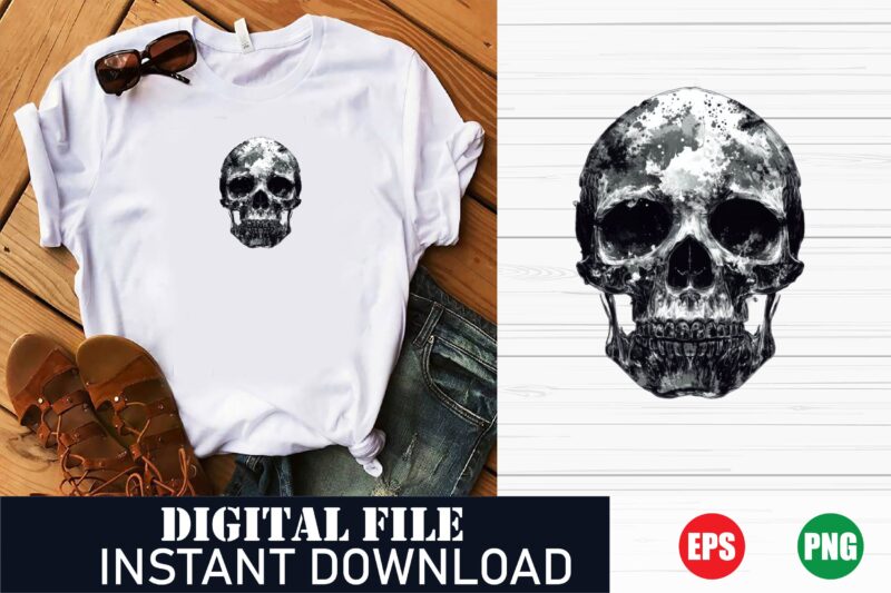 Edgy Skull Vector Art T-Shirt Design for Men and Women, Vintage Skull and Crossbones Graphic Tee , Minimalist Skull Illustration
