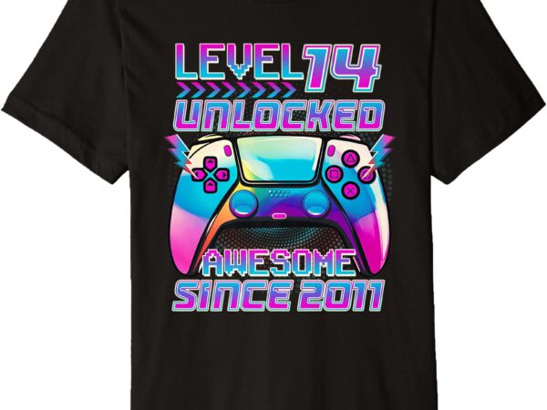 14th birthday boy level 14 unlocked awesome 2011 video game premium t-shirt