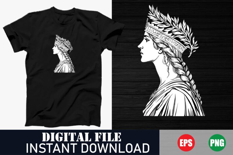 Queen Vector Art T-Shirt Design – Royal & Elegant, Vintage Queen Crown T-Shirt, Minimalist Queen Silhouette, Empowerment Queen Graphic Tee