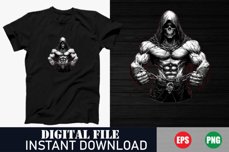 Gym Skull Fitness Motivation Bodybuilding T-Shirt Design, Workout Skull Bodybuilding Fitness Man T-Shirt , Bodybuilding Fitness Skull Man