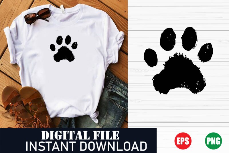 Minimalist Paw Print Vector T-Shirt Design for Pet Lovers, Cute Dog and Cat Paw Print T-Shirt Design, Stylish Paw Vector Art T-Shirt