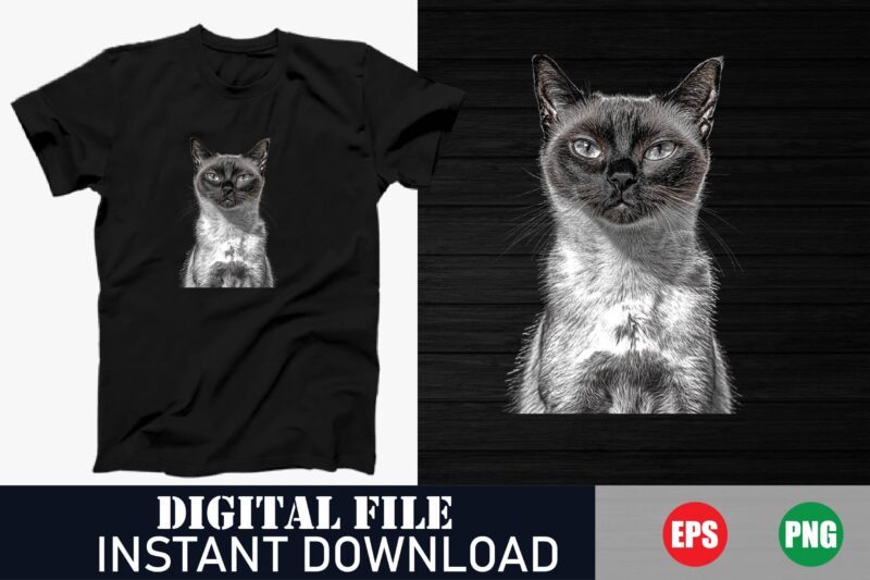 Funny Cat Portrait T-Shirt, Cute Cat Vector T-Shirt, Minimalist Cat Line Art Tee, Adorable Kitten Vector Design, cat vector design