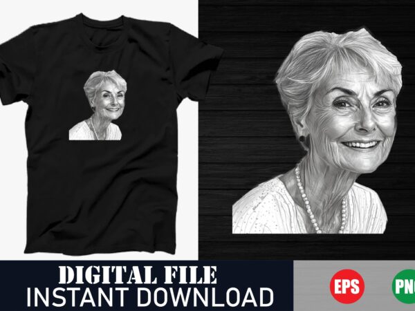 Vintage old woman smile face vector t-shirt design, funny grandma smile retro illustration, humorous elderly woman face vector t-shirt Vintage old woman smile face vector t-shirt design, funny grandma smile retro illustration, humorous elderly woman face vector t-shirt