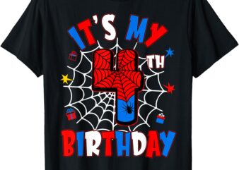 4 Years Old Kids It’s My 4th Birthday Spider Theme Party T-Shirt