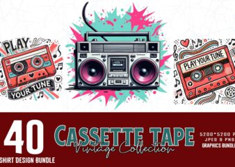 Vintage Colour Music Lover t-shirt design bundle of 20 designs – download instantly