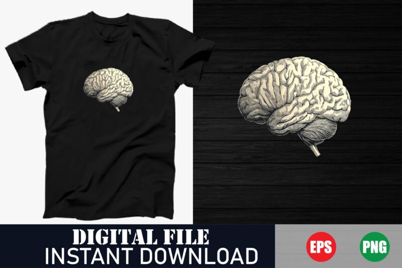 Human Brain Vector T-Shirt Design, Brain Art Graphic Tee, Abstract Brain Line Art T-Shirt, Creative Brain Vector Design