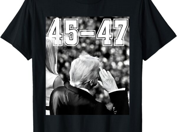 45-47 president trump military salutes on final vintage t-shirt
