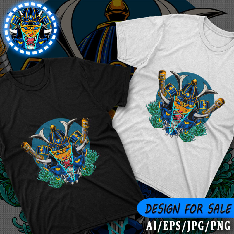 Samurai Tiger – T-shirt Design ( AI, EPS, PNG, JPG )