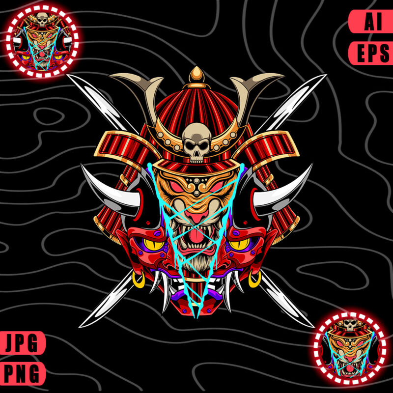 Samurai Tiger – T-shirt Design ( AI, EPS, PNG, JPG )