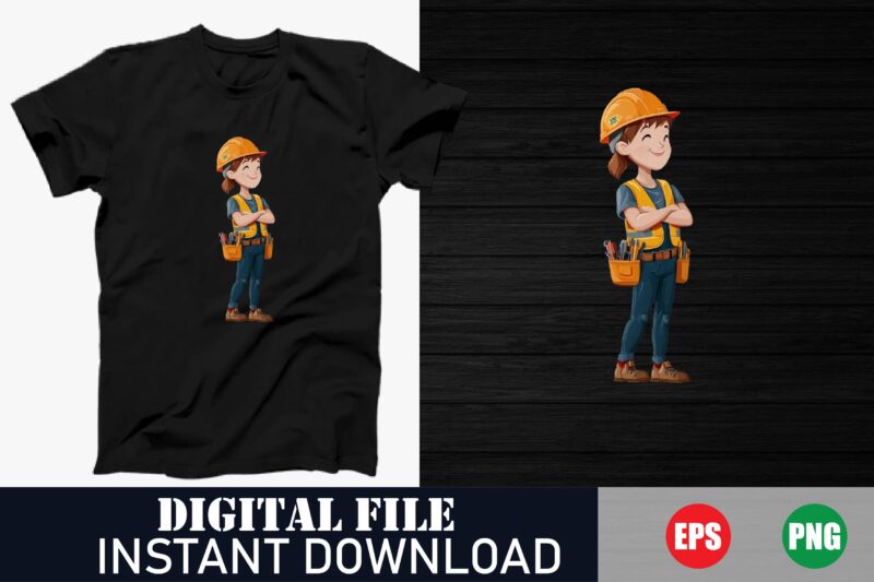 Cute Cartoon Mechanical Engineer T-Shirt Design, Funny Mechanical Engineer Cartoon T-Shirt, Geeky Cartoon Engineer T-Shirt