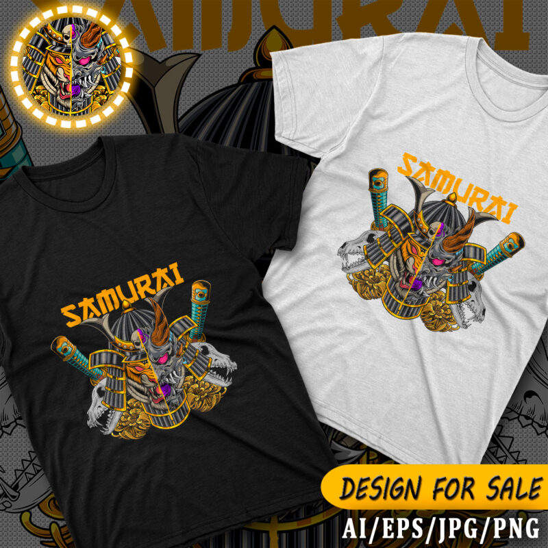 Samurai Tiger – T-shirt Design ( AI, EPS, PNG, JPG )