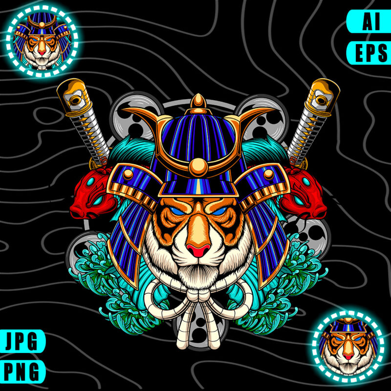 Samurai Tiger – T-shirt Design ( AI, EPS, PNG, JPG )