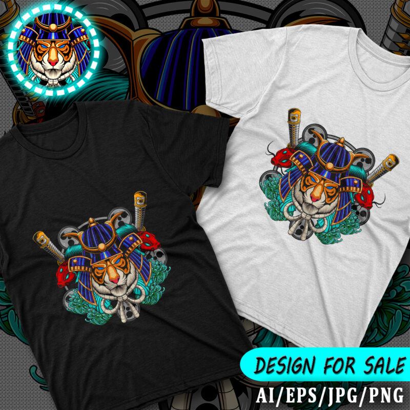 Samurai Tiger – T-shirt Design ( AI, EPS, PNG, JPG )